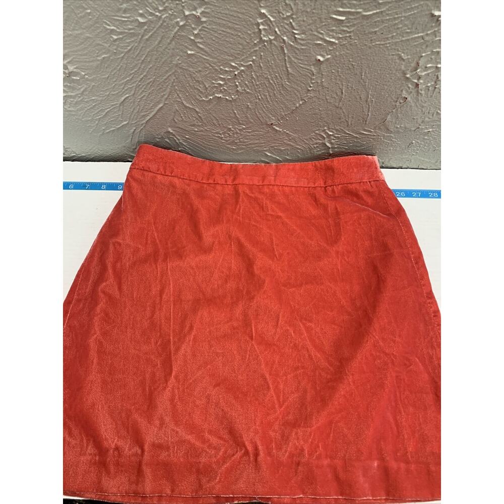 J Crew Coral Velvet Mini Straight Skirt‎ Red Orange Salmon Zip Up Size 4 NWT